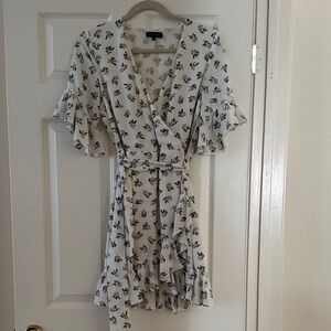 1. State White and Black Ruffled Wrap Sundress